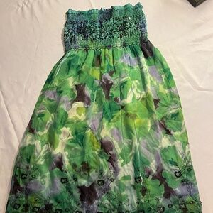 Lapis:  Strapless Dress - Green, Purple and Cream — Size: One Size Fits All